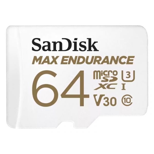 Sandisk MicroSDXC Max Endurance 64GB (V30/U3/Cl.10/R100/W40) + SD adapter memóriakártya (186473)